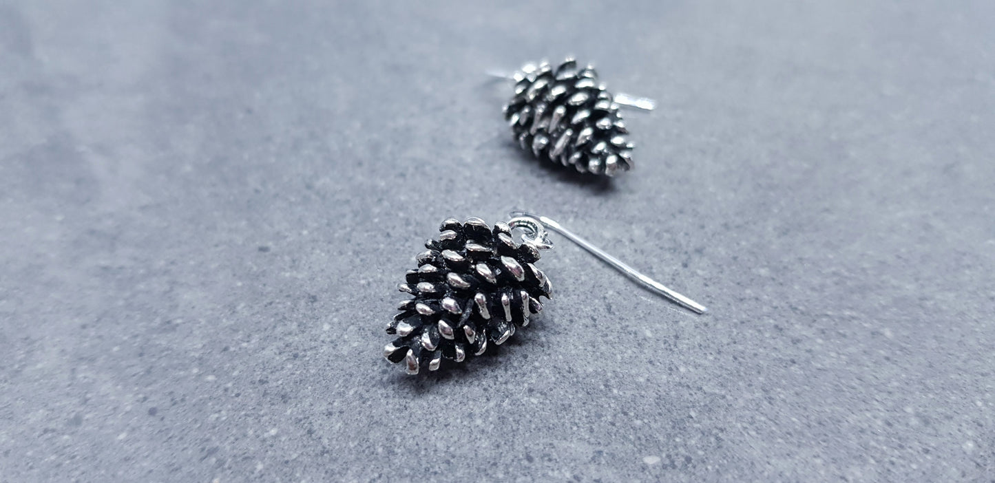 Silver Pinecone Earrings