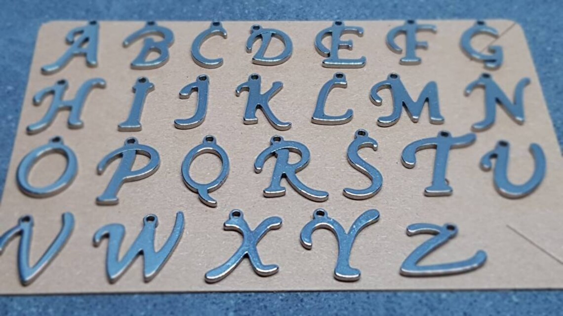 Silver Plated Stainless Steel Letter Charms