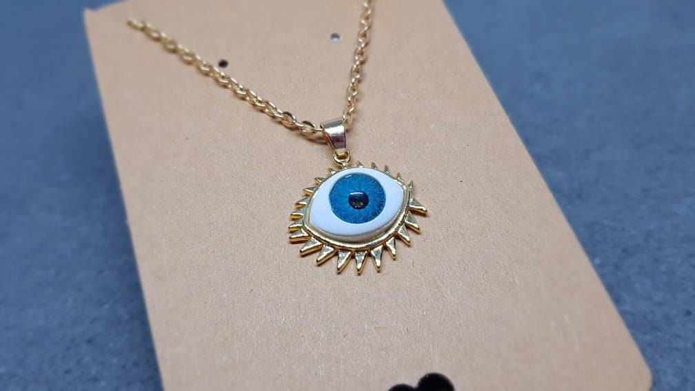 All Seeing Eye Necklace, Evil Eye Necklace, 18k Gold Plated, Gold Jewellery, Protection Necklace