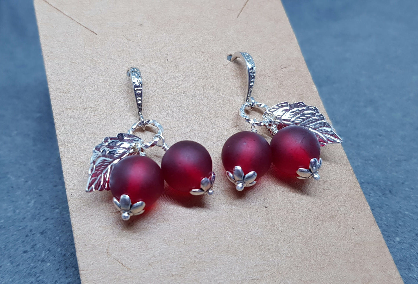 Glass Redcurrant Earrings, Fruit Earrings, Hypoallergenic Ear Wires, Berry Earrings, Glass Jewelry, Fruit Jewelry