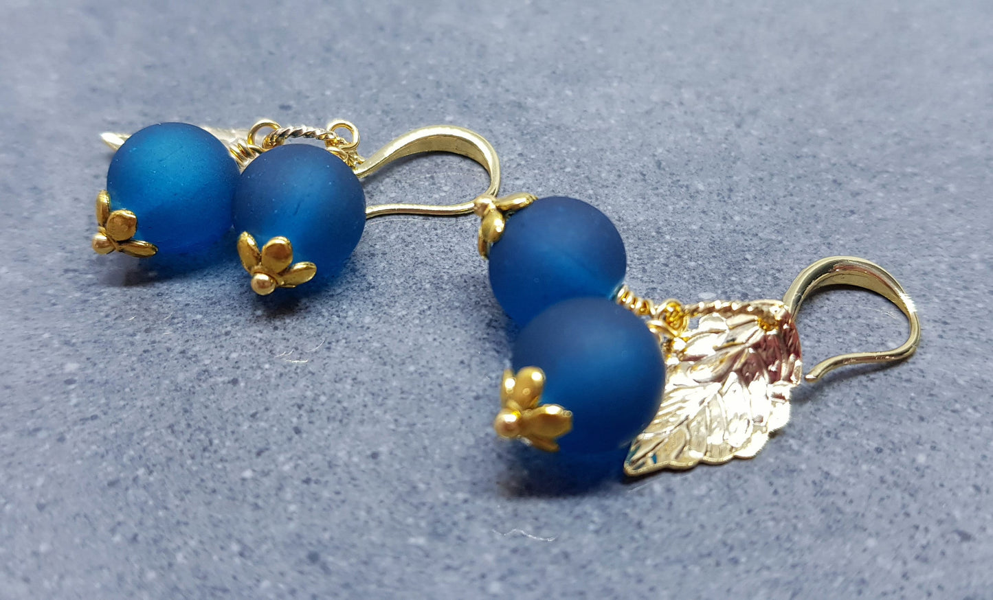 Glass Blueberry Earrings, Fruit Earrings, Berry Earrings, Hypoallergenic Ear Wires, Glass Jewelry, Fruit Jewelry