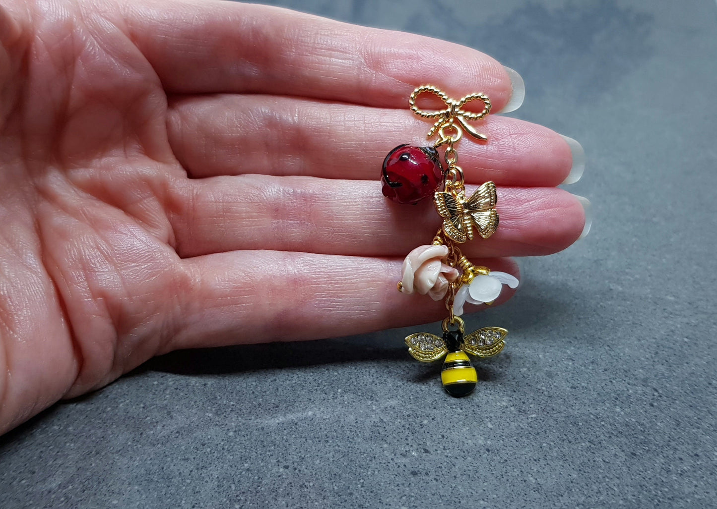 Ladybird Earrings, Bee Earrings, Brass bow studs , Bumble Bee Earrings, Flower Jewelry, Rose Earrings, Daisy Earrings
