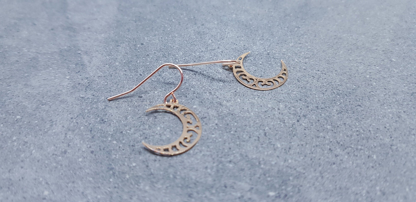 Crescent Moon Earrings, Hypoallergenic Earrings, Gold Stainless Steel Earrings, Moon Jewelry