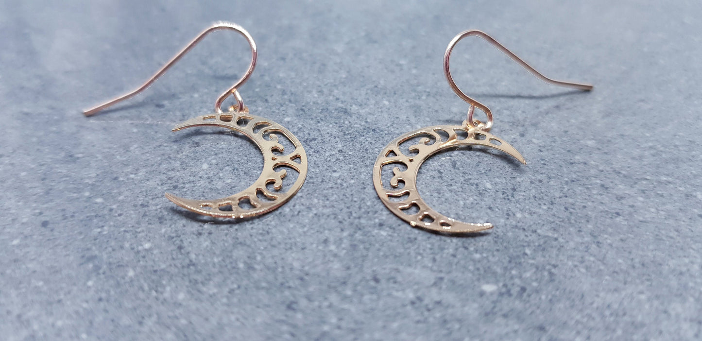 Crescent Moon Earrings, Hypoallergenic Earrings, Gold Stainless Steel Earrings, Moon Jewelry