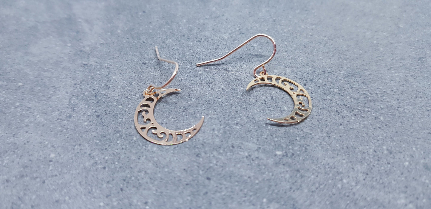 Crescent Moon Earrings, Hypoallergenic Earrings, Gold Stainless Steel Earrings, Moon Jewelry