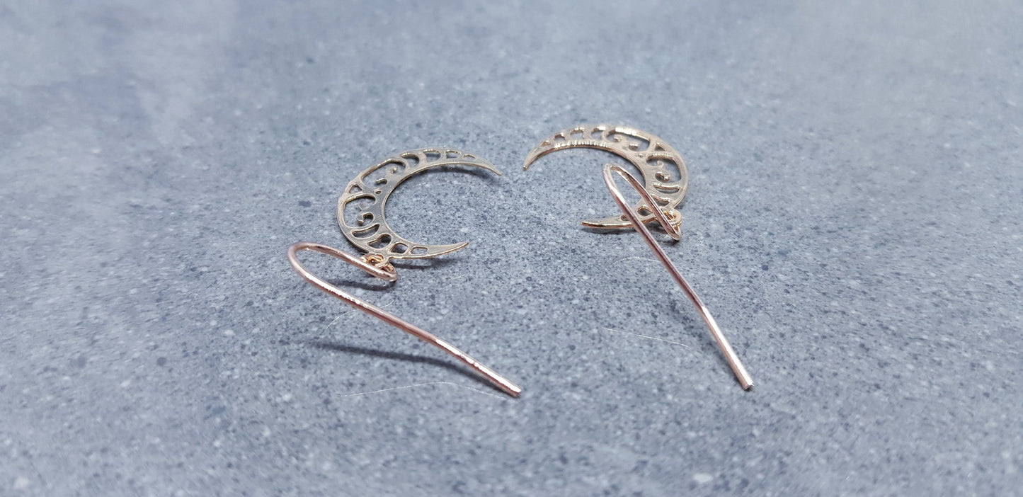 Crescent Moon Earrings, Hypoallergenic Earrings, Gold Stainless Steel Earrings, Moon Jewelry