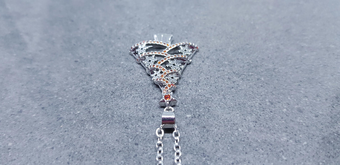 Christmas Tree Necklace, Brass Micro Pave Cubic Zirconia Pendant, Christmas Necklace, Festive Jewellery, Silver Christmas Tree