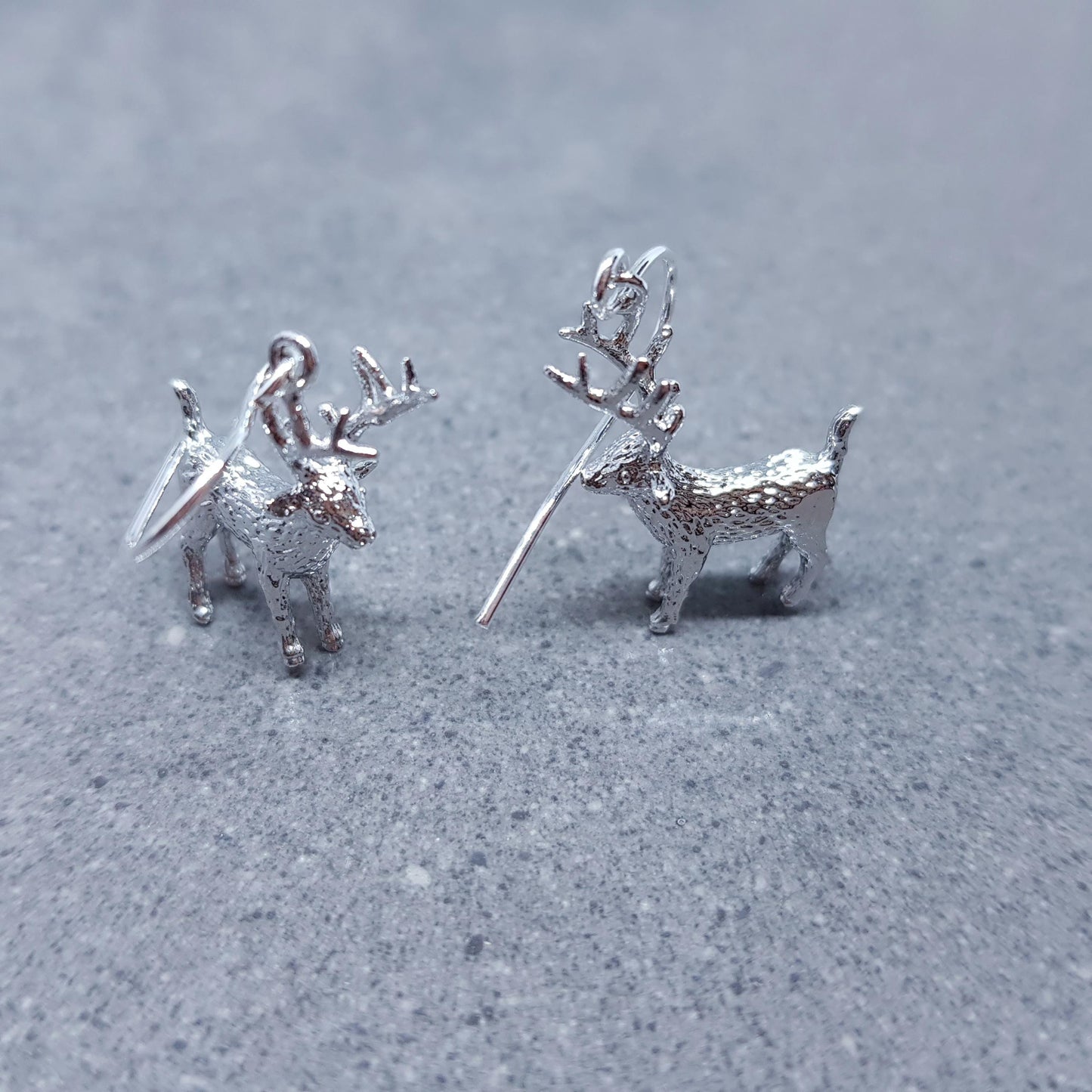 Reindeer Earrings, Hypoallergenic Ear Wires, Silver Reindeer Earrings, Christmas Earrings, Festive Earrings