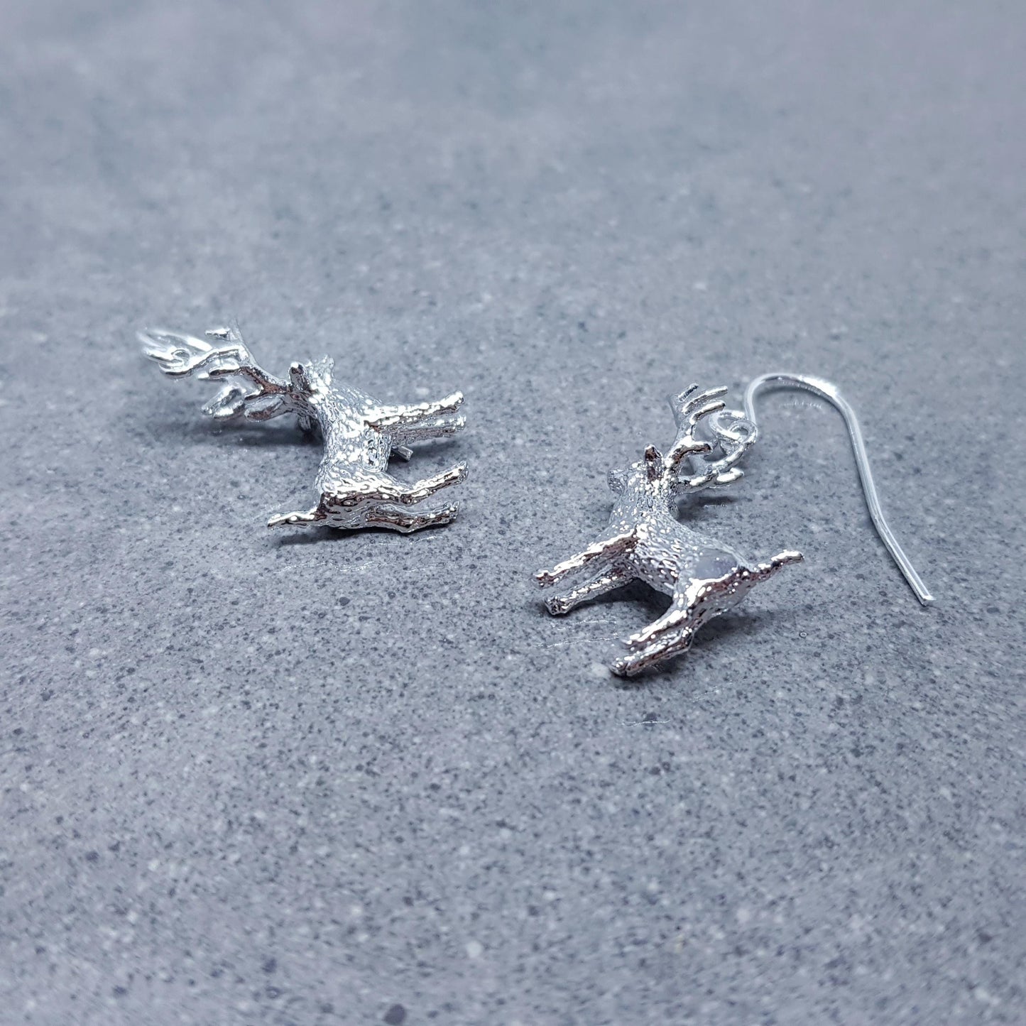 Reindeer Earrings, Hypoallergenic Ear Wires, Silver Reindeer Earrings, Christmas Earrings, Festive Earrings