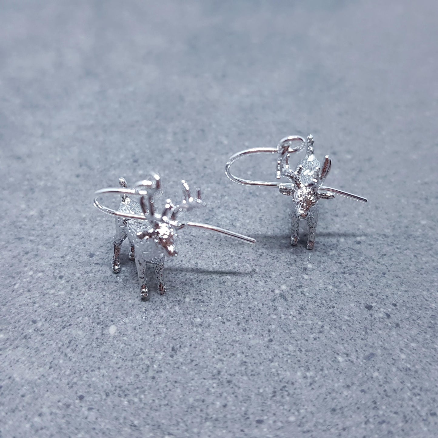Reindeer Earrings, Hypoallergenic Ear Wires, Silver Reindeer Earrings, Christmas Earrings, Festive Earrings