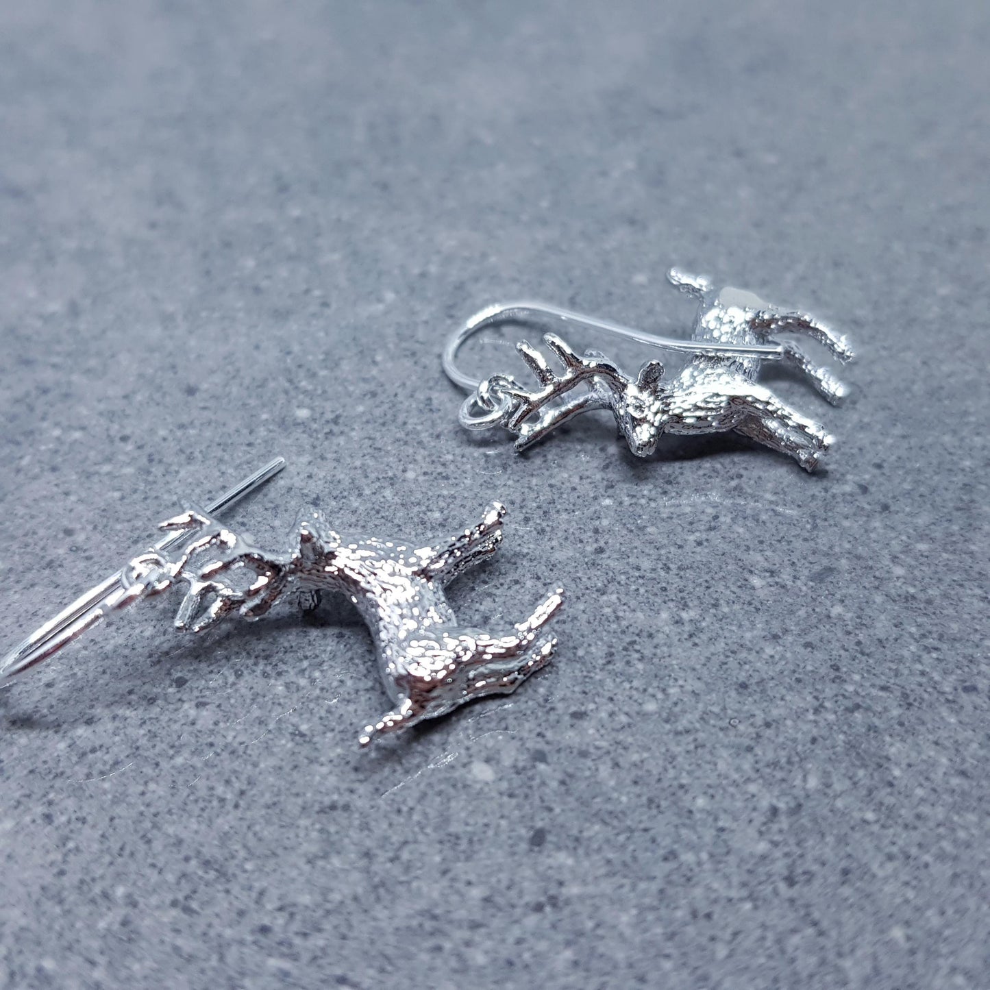 Reindeer Earrings, Hypoallergenic Ear Wires, Silver Reindeer Earrings, Christmas Earrings, Festive Earrings