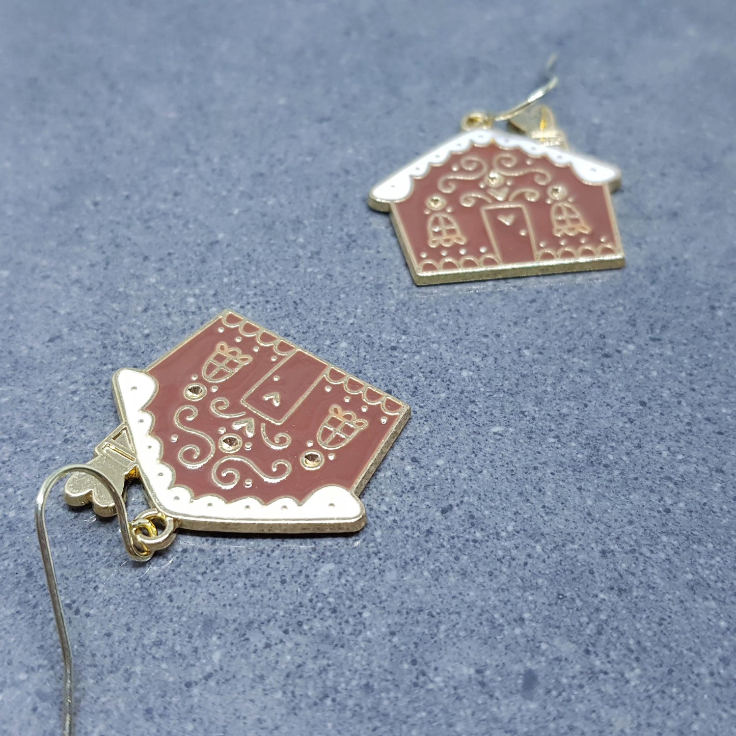 Gingerbread House Earrings, Christmas Earrings, Hypoallergenic Ear Wires, Christmas House, Novelty Jewelry