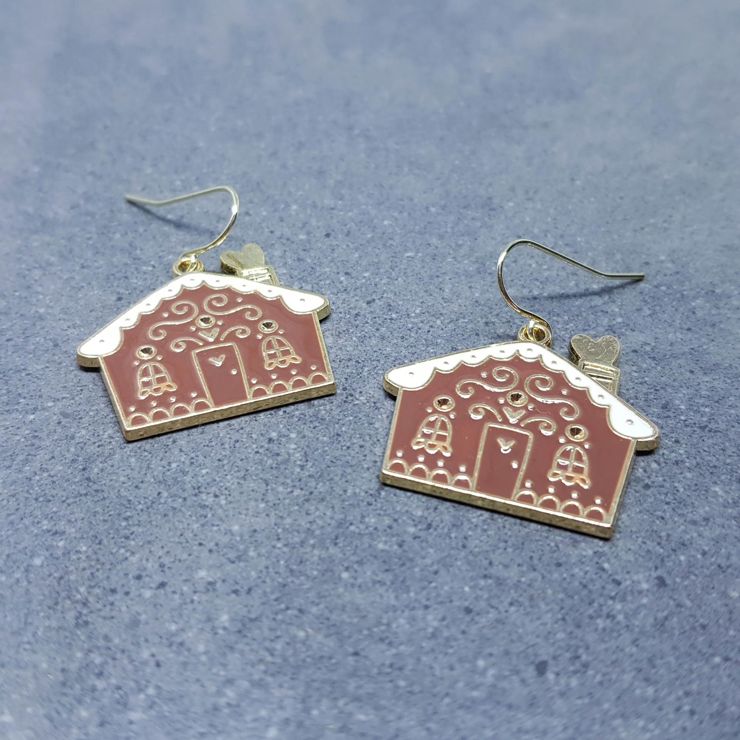Gingerbread House Earrings, Christmas Earrings, Hypoallergenic Ear Wires, Christmas House, Novelty Jewelry