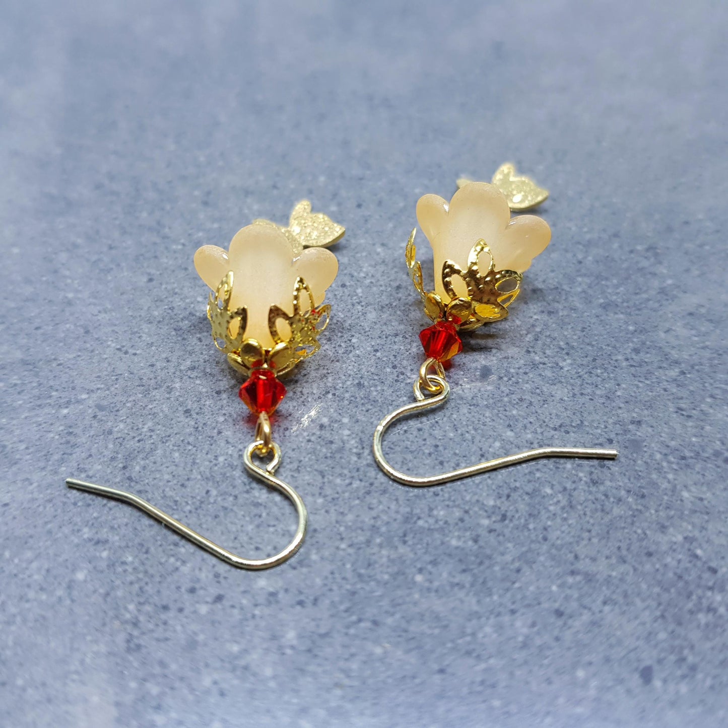 Summer Flower Earrings, Choice of Ear Wires, Burnt Orange, Butterfly Earrings, Seasonal Earrings, Spring/Summer Jewellery, PRIMERO Crystals®