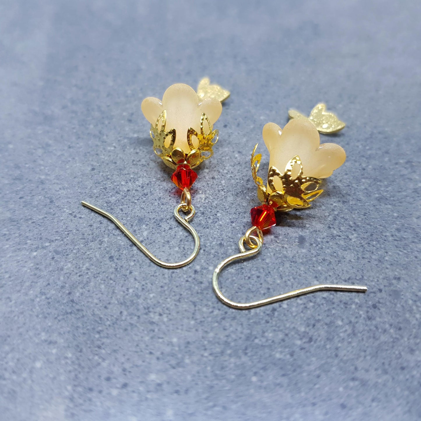 Summer Flower Earrings, Choice of Ear Wires, Burnt Orange, Butterfly Earrings, Seasonal Earrings, Spring/Summer Jewellery, PRIMERO Crystals®