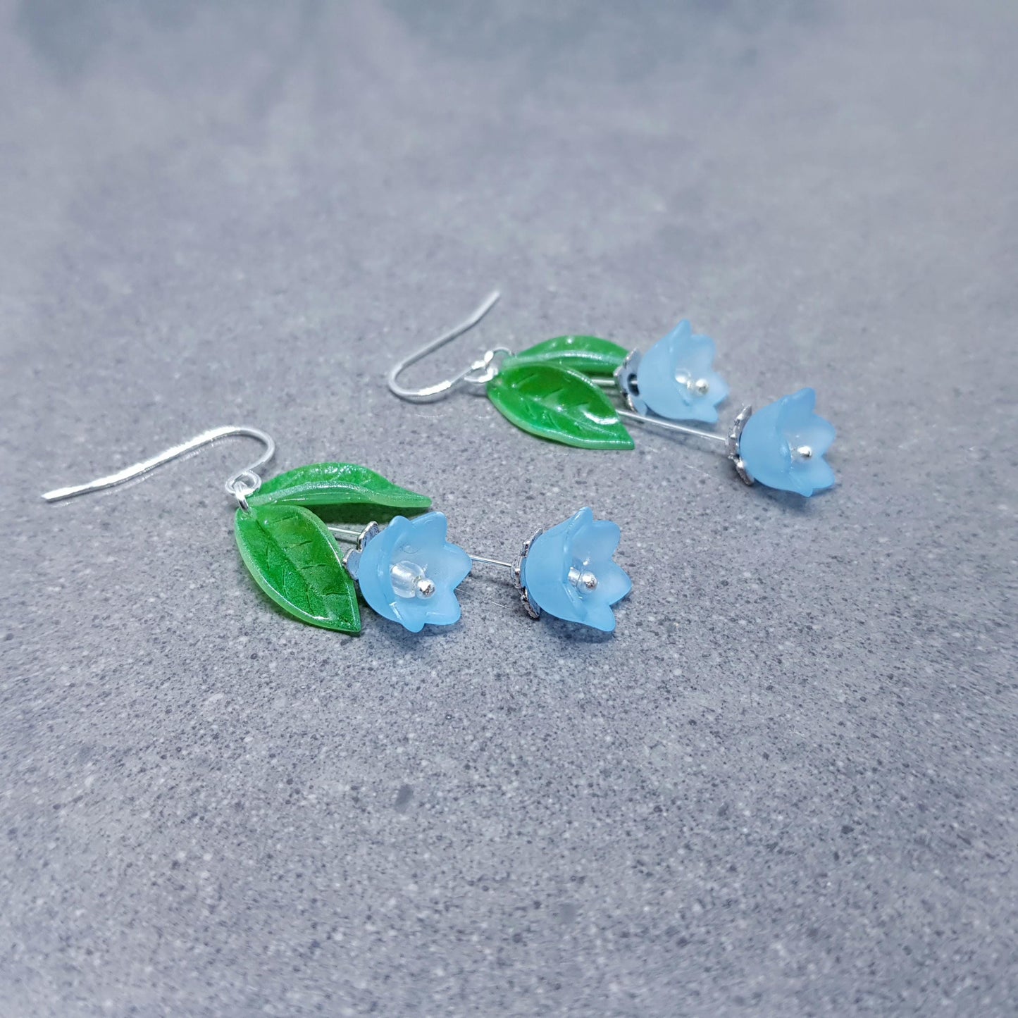 Flower Earrings, Hypoallergenic Ear Wires, Light Blue Earrings, Boho Jewelry, Simple Vintage Earrings