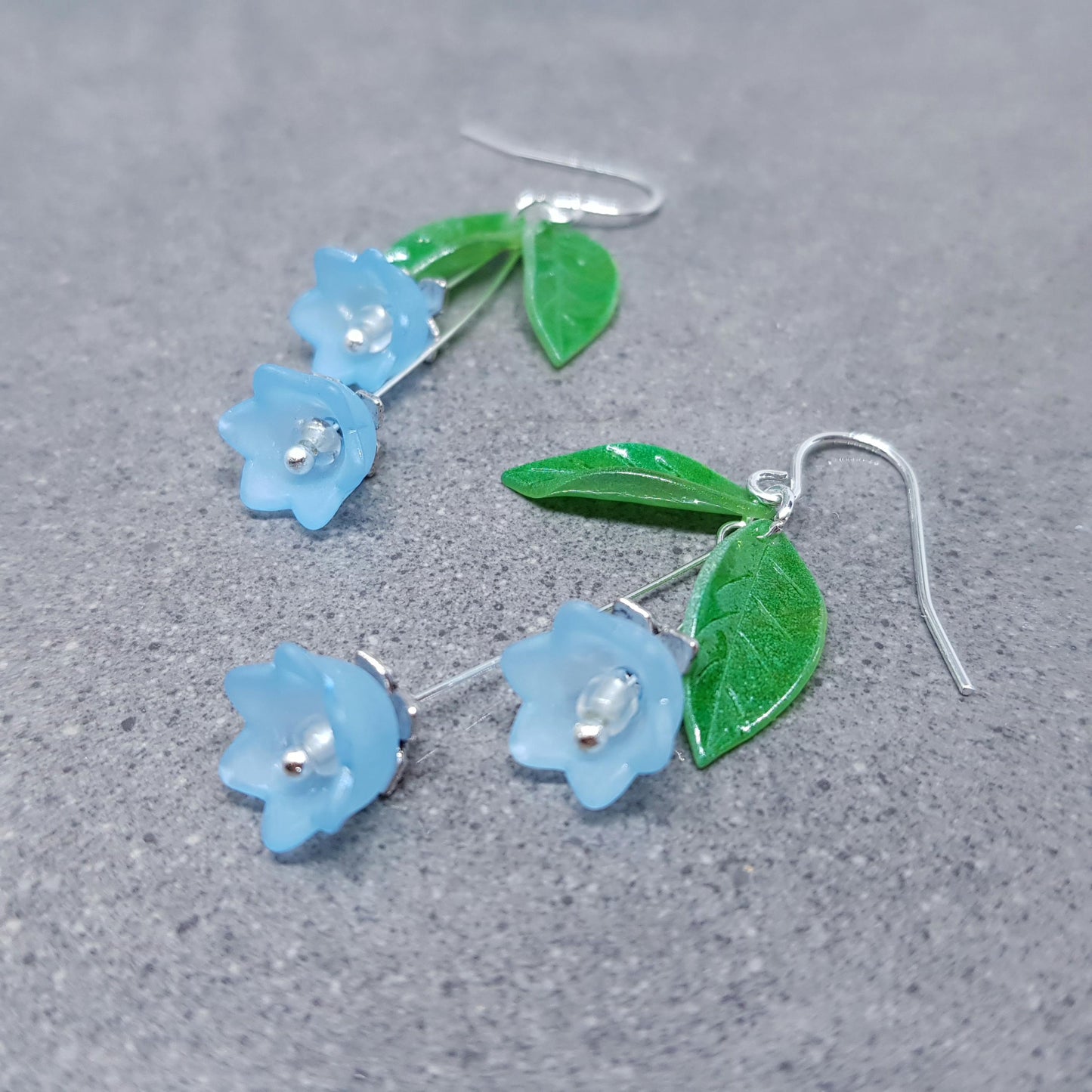 Flower Earrings, Hypoallergenic Ear Wires, Light Blue Earrings, Boho Jewelry, Simple Vintage Earrings