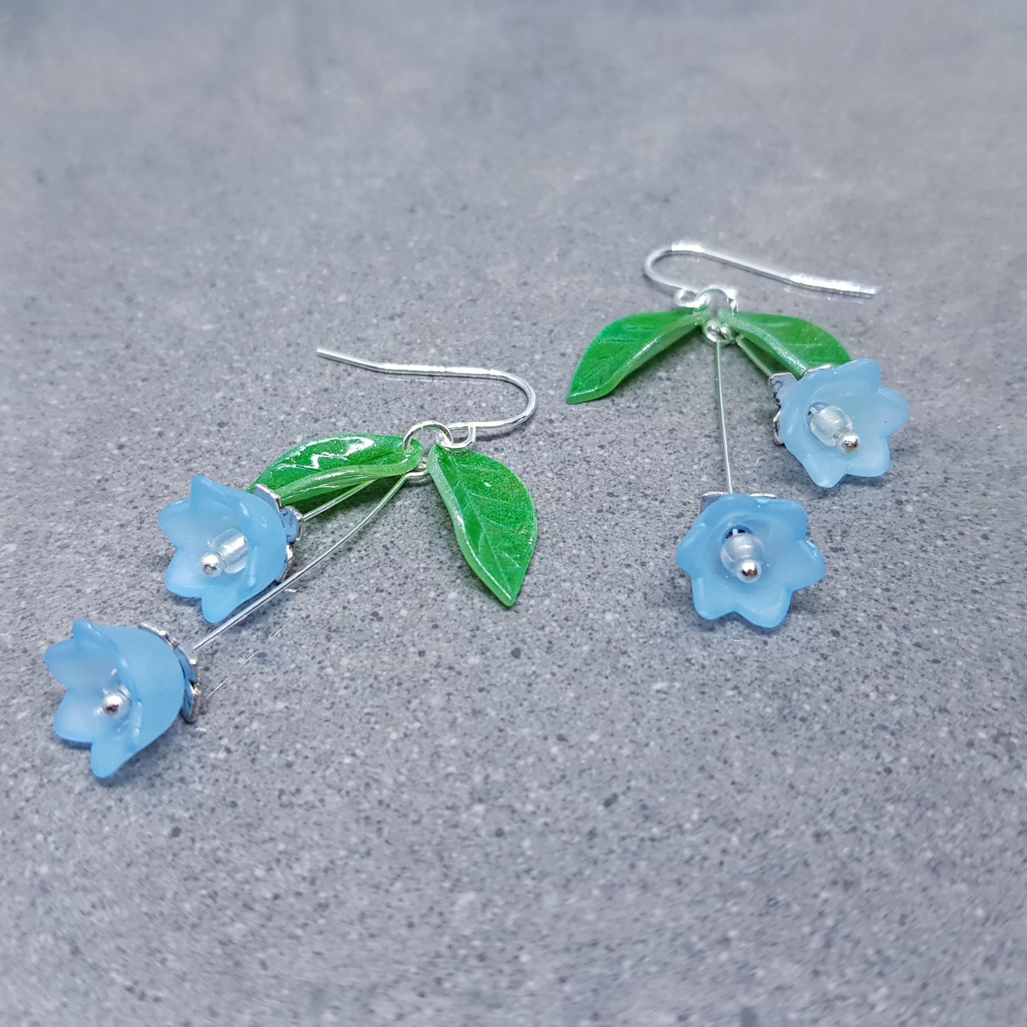 Flower Earrings, Hypoallergenic Ear Wires, Light Blue Earrings, Boho Jewelry, Simple Vintage Earrings