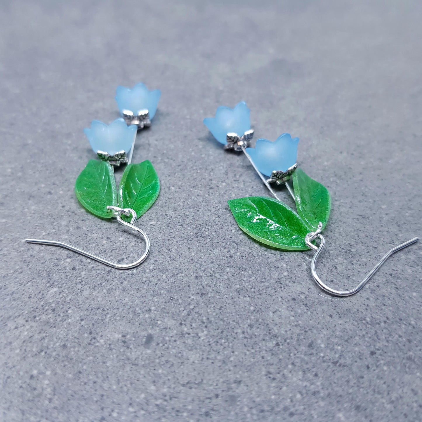 Flower Earrings, Hypoallergenic Ear Wires, Light Blue Earrings, Boho Jewelry, Simple Vintage Earrings