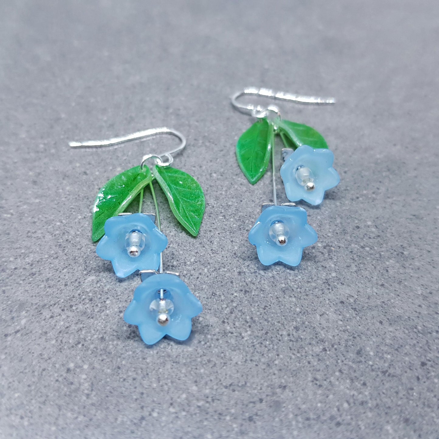 Flower Earrings, Hypoallergenic Ear Wires, Light Blue Earrings, Boho Jewelry, Simple Vintage Earrings
