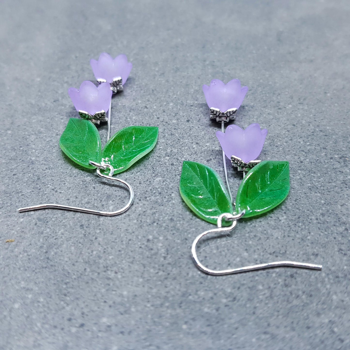 Flower Earrings, Hypoallergenic Ear Wires, Light Purple Earrings, Boho Jewelry, Simple Vintage Earrings