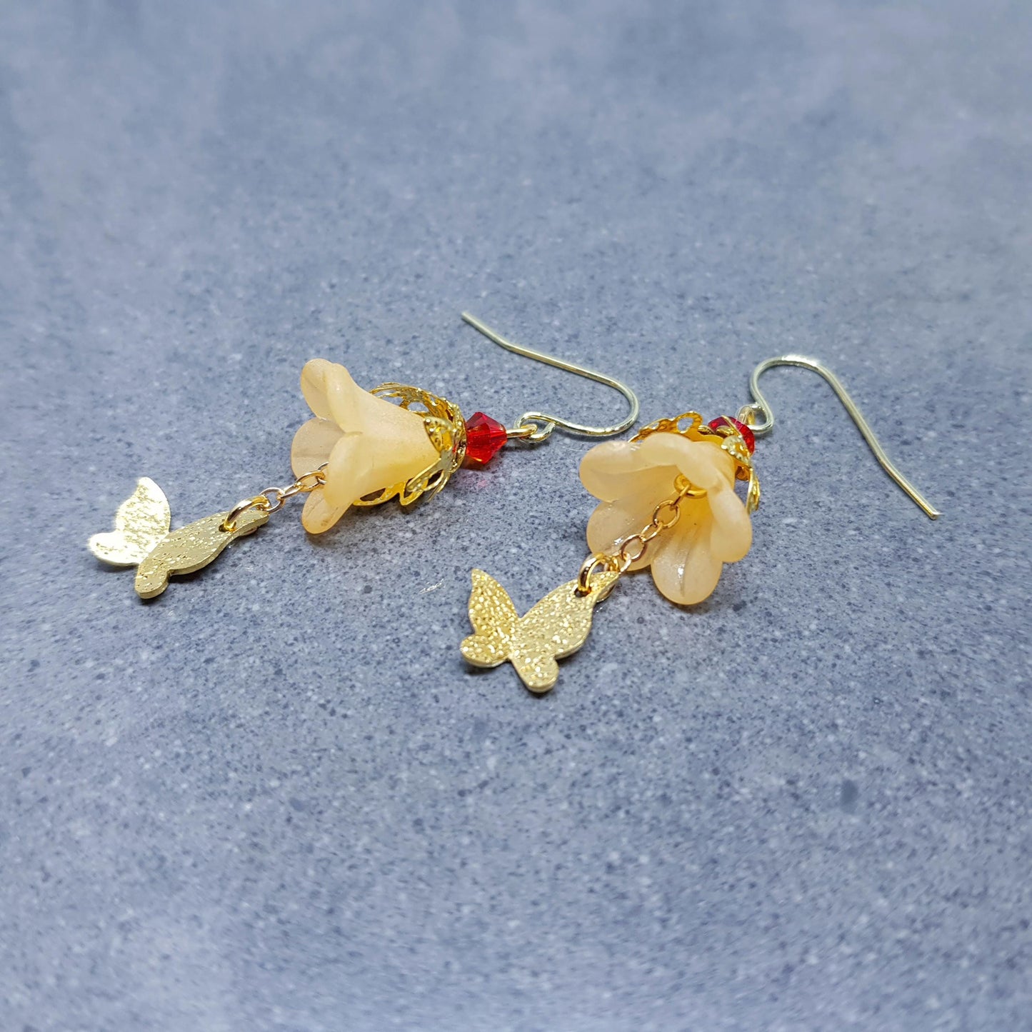 Summer Flower Earrings, Choice of Ear Wires, Burnt Orange, Butterfly Earrings, Seasonal Earrings, Spring/Summer Jewellery, PRIMERO Crystals®