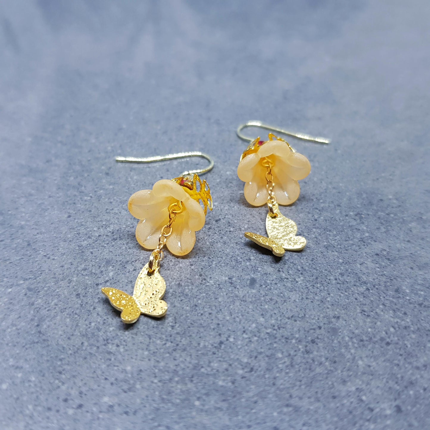 Summer Flower Earrings, Choice of Ear Wires, Burnt Orange, Butterfly Earrings, Seasonal Earrings, Spring/Summer Jewellery, PRIMERO Crystals®