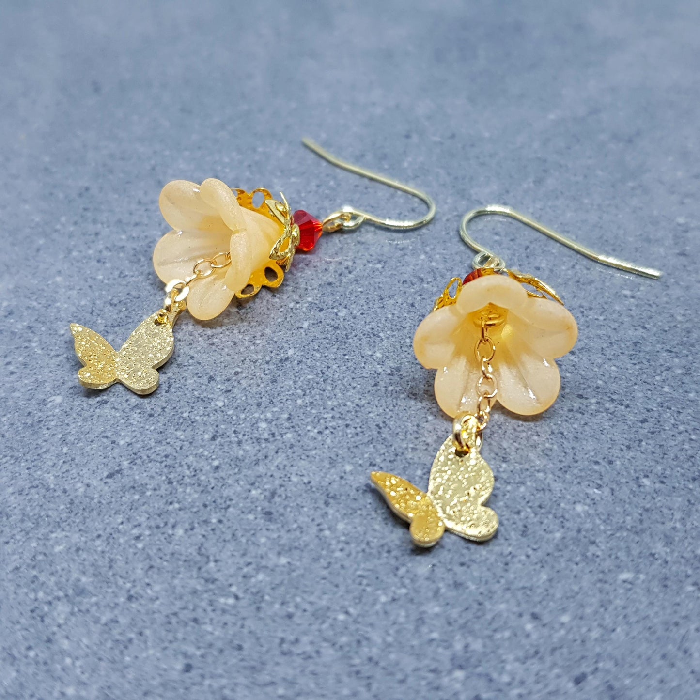 Summer Flower Earrings, Choice of Ear Wires, Burnt Orange, Butterfly Earrings, Seasonal Earrings, Spring/Summer Jewellery, PRIMERO Crystals®