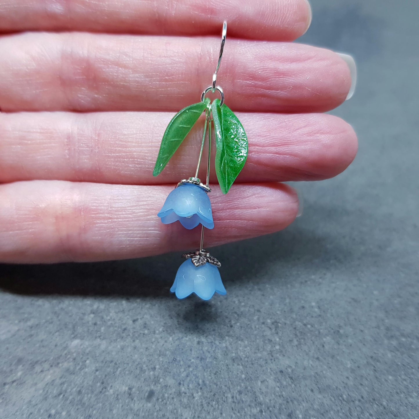 Flower Earrings, Hypoallergenic Ear Wires, Light Blue Earrings, Boho Jewelry, Simple Vintage Earrings