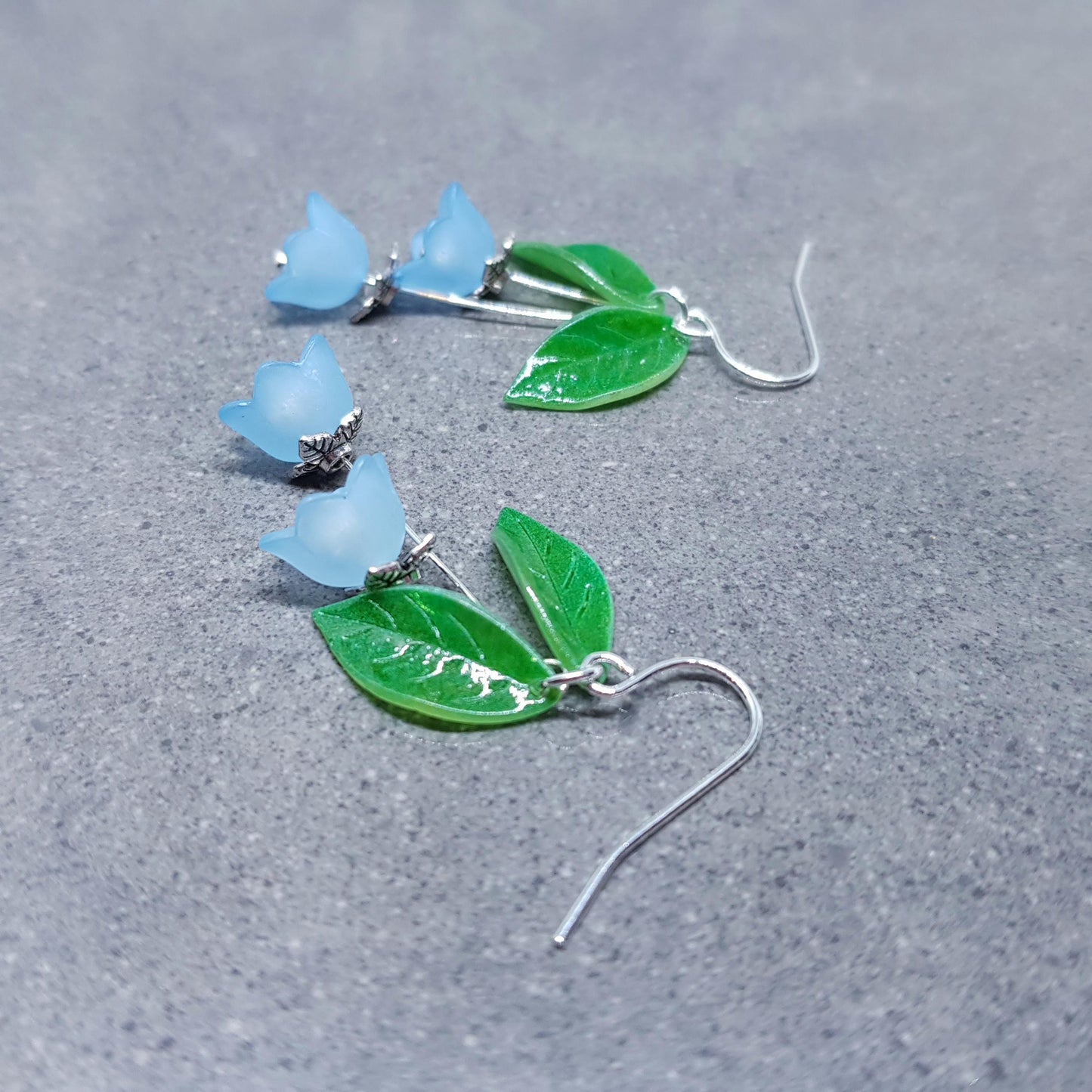 Flower Earrings, Hypoallergenic Ear Wires, Light Blue Earrings, Boho Jewelry, Simple Vintage Earrings