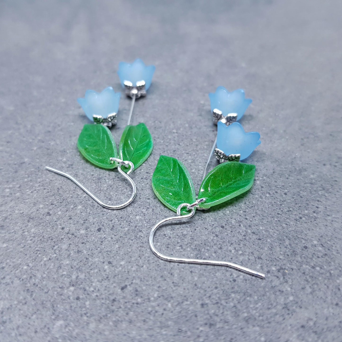Flower Earrings, Hypoallergenic Ear Wires, Light Blue Earrings, Boho Jewelry, Simple Vintage Earrings