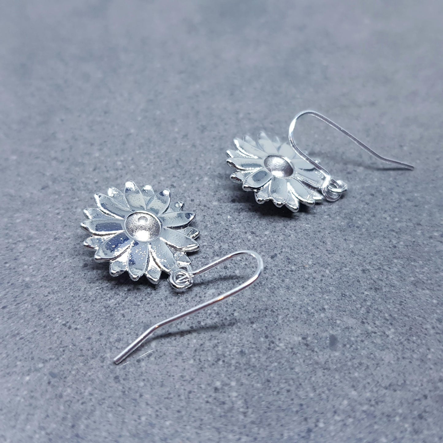 Silver Sunflower Earrings, Brass Sunflower, Flower Earrings, Hypoallergenic Ear Wires or Sterling Silver Ear Wires