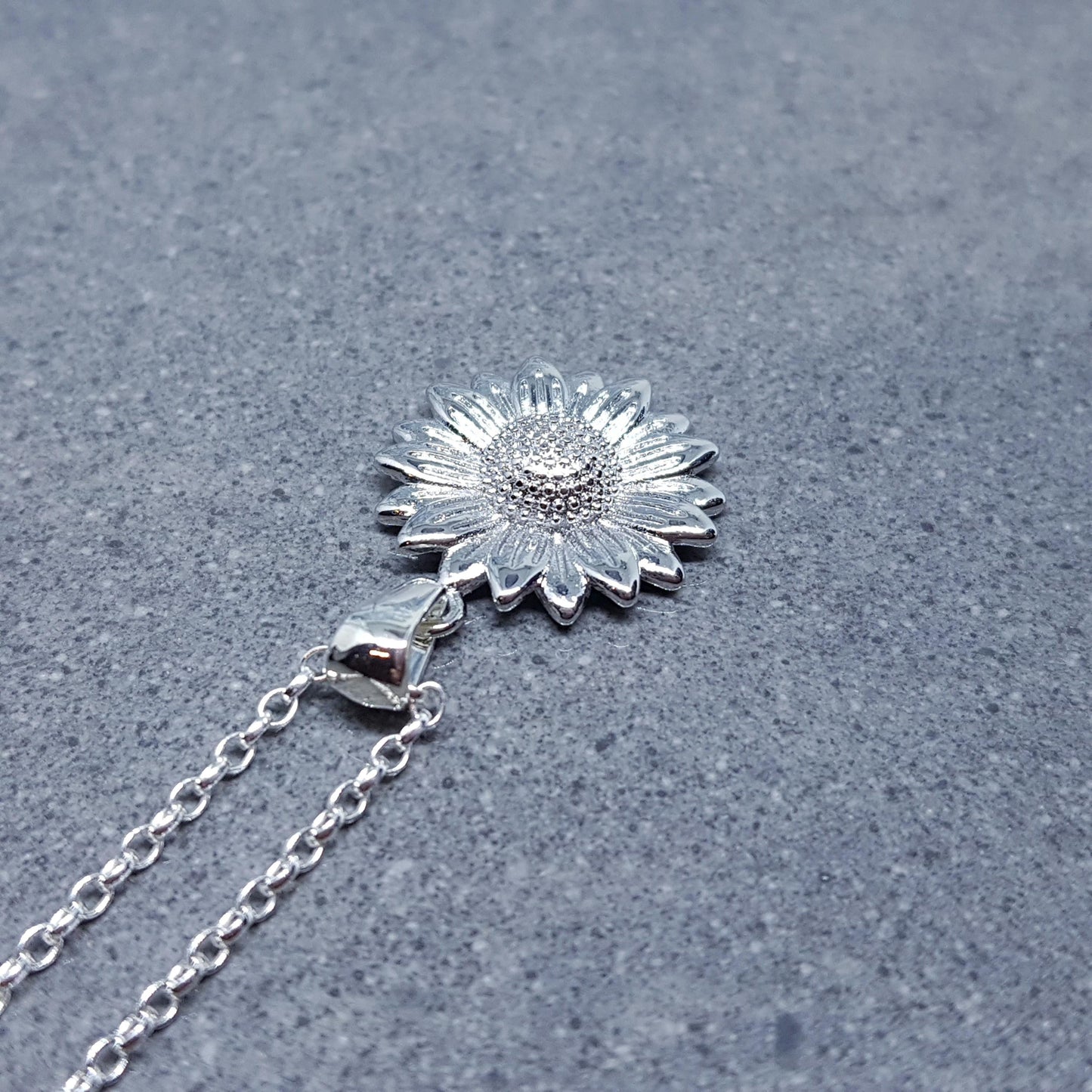 Silver Sunflower Necklace, Flower Jewelry, Minimalistic Jewelry, Quality Gifts