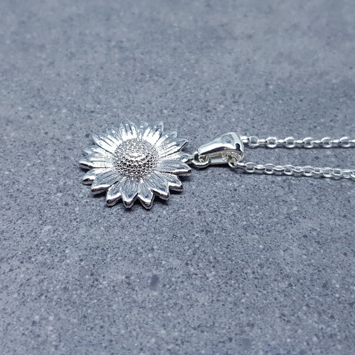 Silver Sunflower Necklace, Flower Jewelry, Minimalistic Jewelry, Quality Gifts