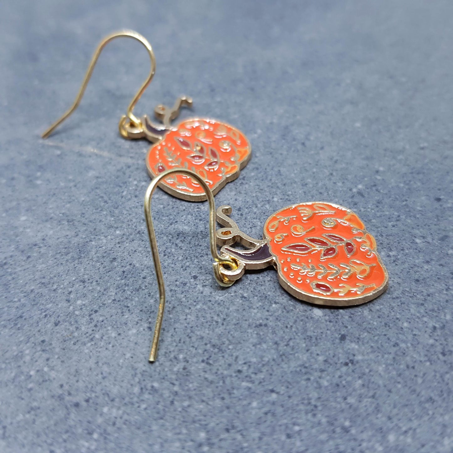 Pumpkin Earrings, Hypoallergenic Ear Wires, Jack O'lantern Earrings, Scary Pumpkin Jewelry, Autumn Earrings, Fall Halloween
