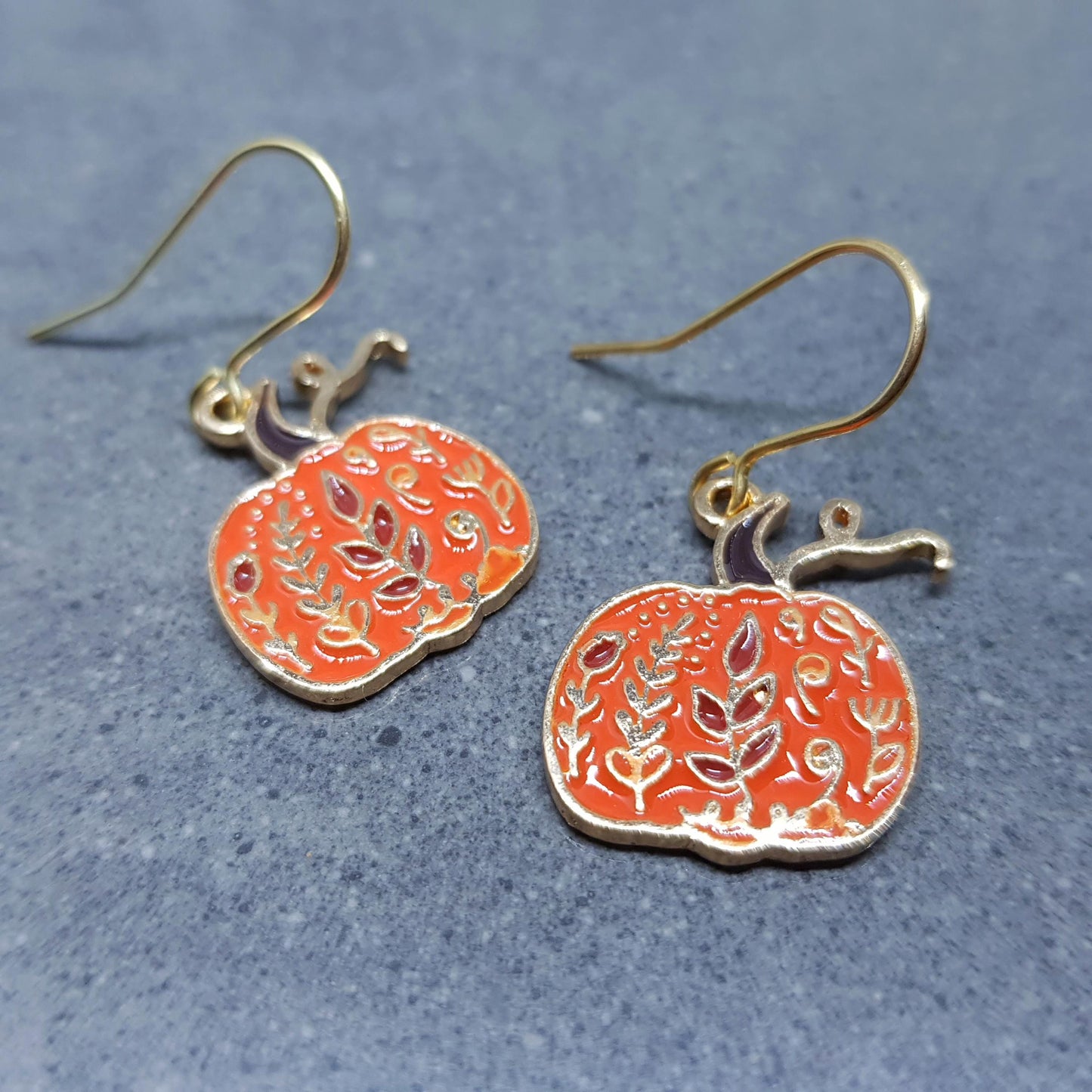 Pumpkin Earrings, Hypoallergenic Ear Wires, Jack O'lantern Earrings, Scary Pumpkin Jewelry, Autumn Earrings, Fall Halloween