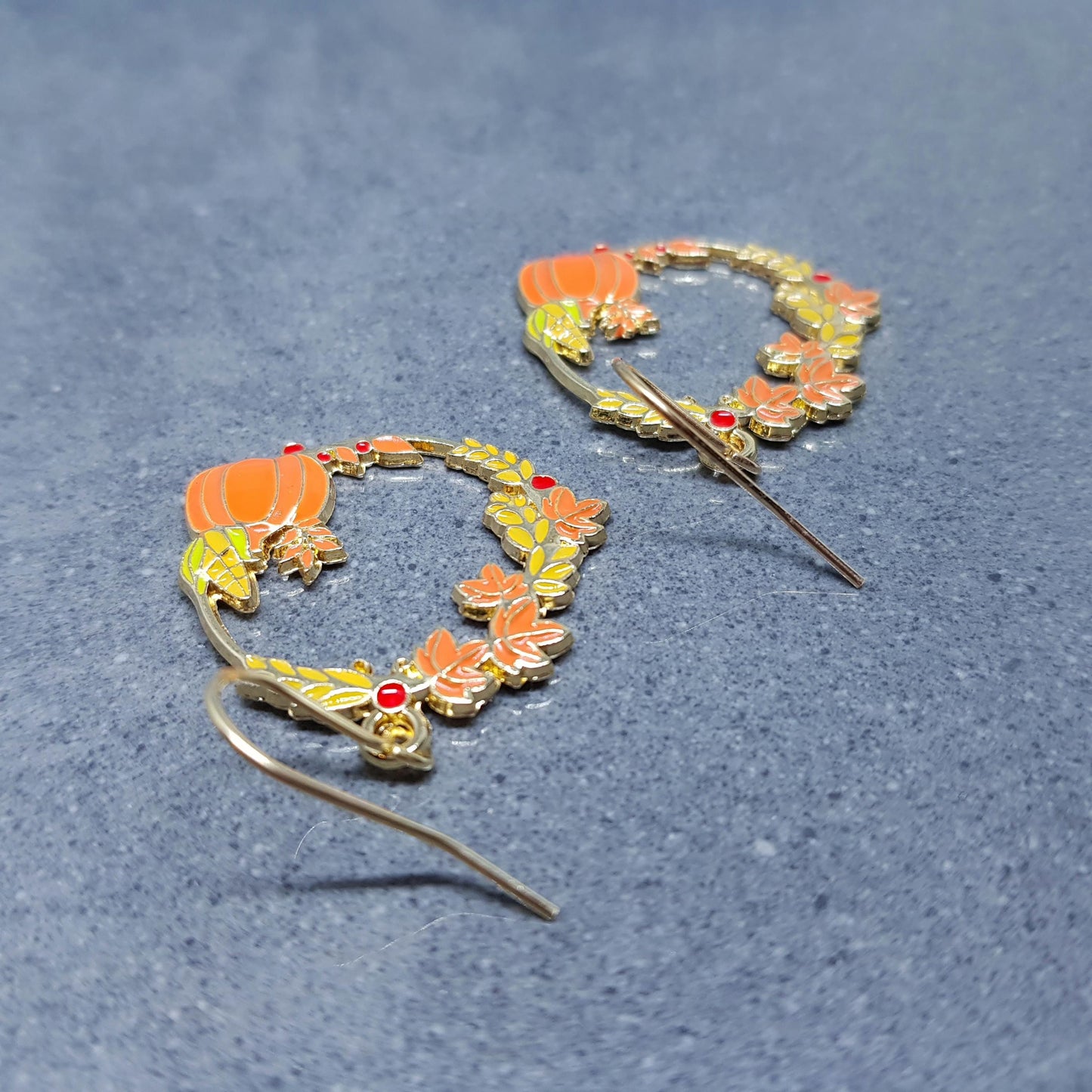 Pumpkin Hoop Earrings, Hypoallergenic Ear Wires, Jack O'lantern Earrings, Scary Pumpkin Jewelry, Autumn Earrings, Fall Halloween