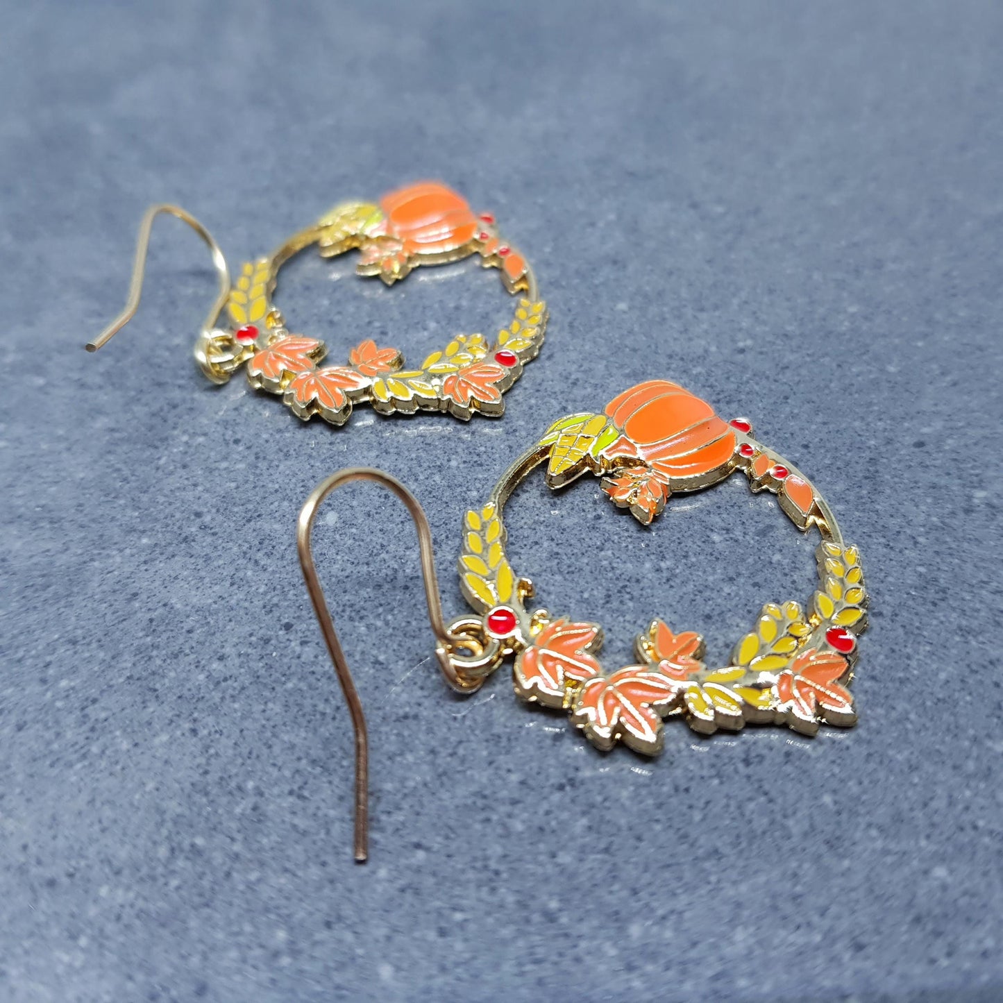 Pumpkin Hoop Earrings, Hypoallergenic Ear Wires, Jack O'lantern Earrings, Scary Pumpkin Jewelry, Autumn Earrings, Fall Halloween