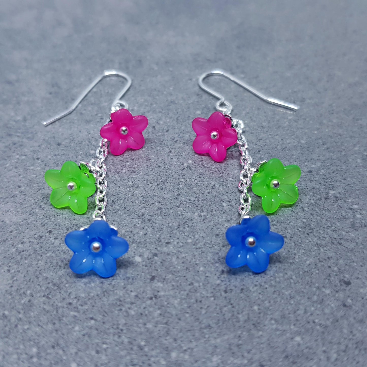 Polysexual Flower Earrings, Hypoallergenic Ear Wires, Rainbow Jewelry, Flower Earrings