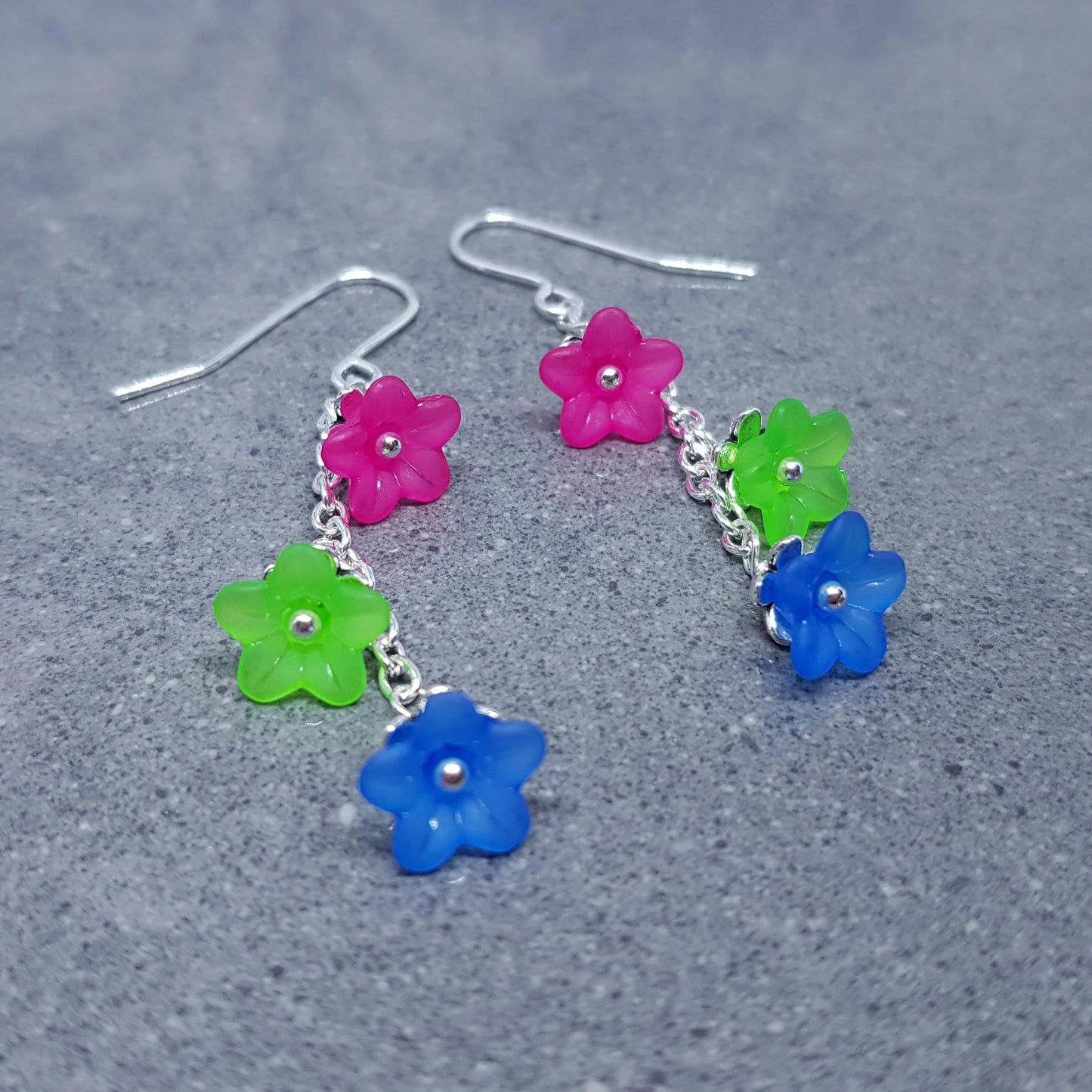 Polysexual Flower Earrings, Hypoallergenic Ear Wires, Rainbow Jewelry, Flower Earrings