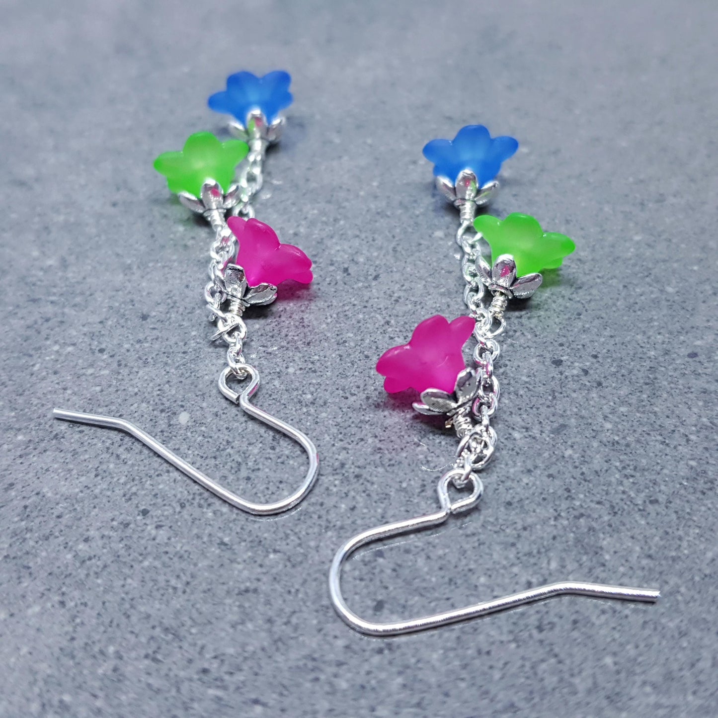 Polysexual Flower Earrings, Hypoallergenic Ear Wires, Rainbow Jewelry, Flower Earrings