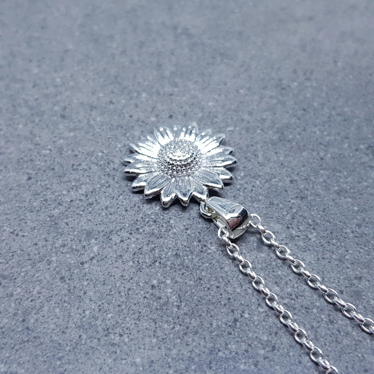 Silver Sunflower Necklace, Flower Jewelry, Minimalistic Jewelry, Quality Gifts