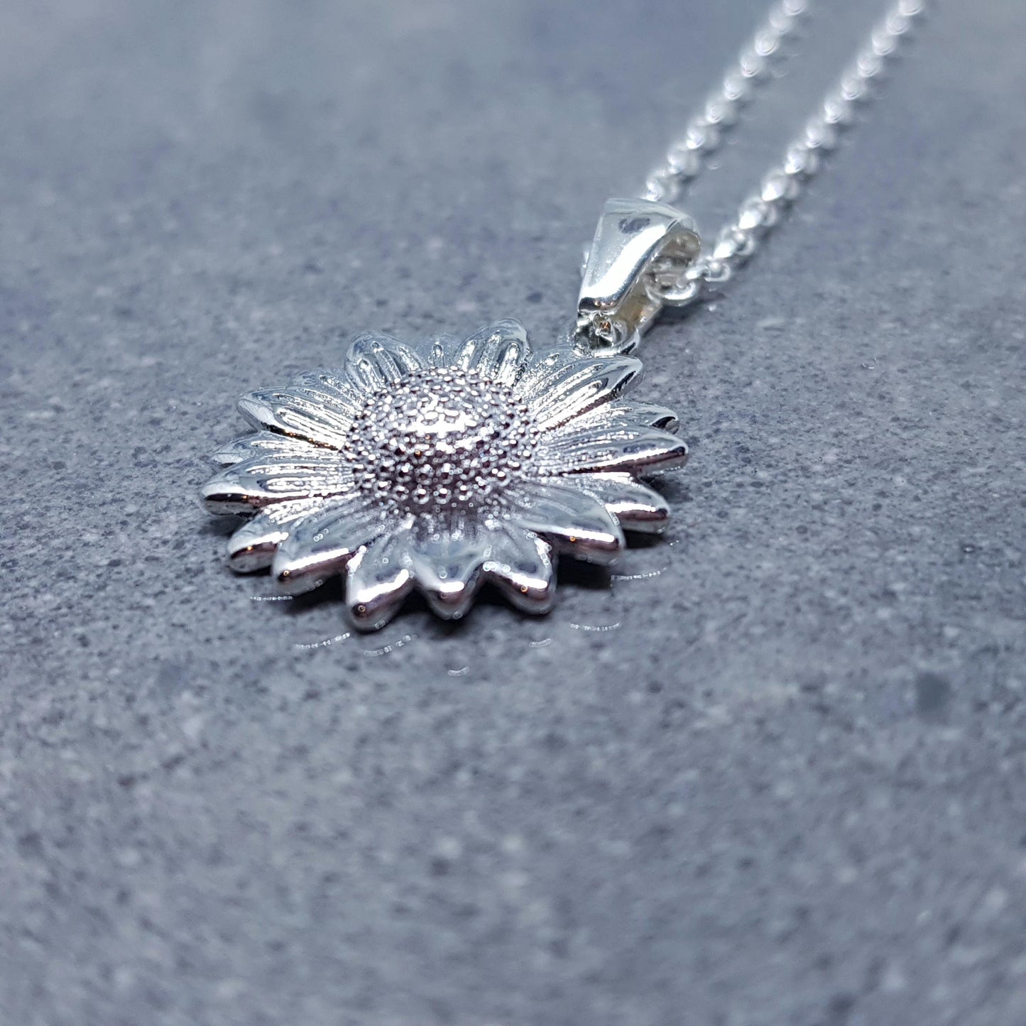 Silver Sunflower Necklace, Flower Jewelry, Minimalistic Jewelry, Quality Gifts