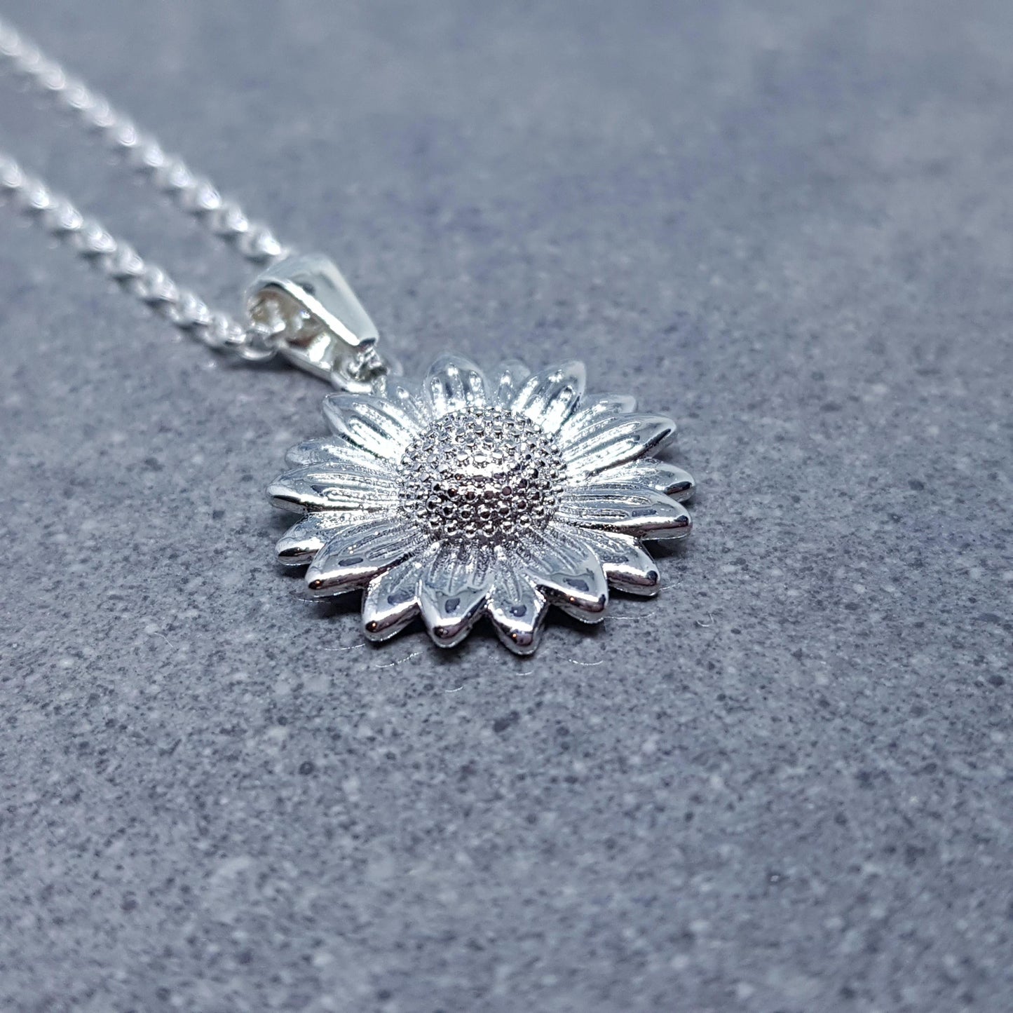 Silver Sunflower Necklace, Flower Jewelry, Minimalistic Jewelry, Quality Gifts