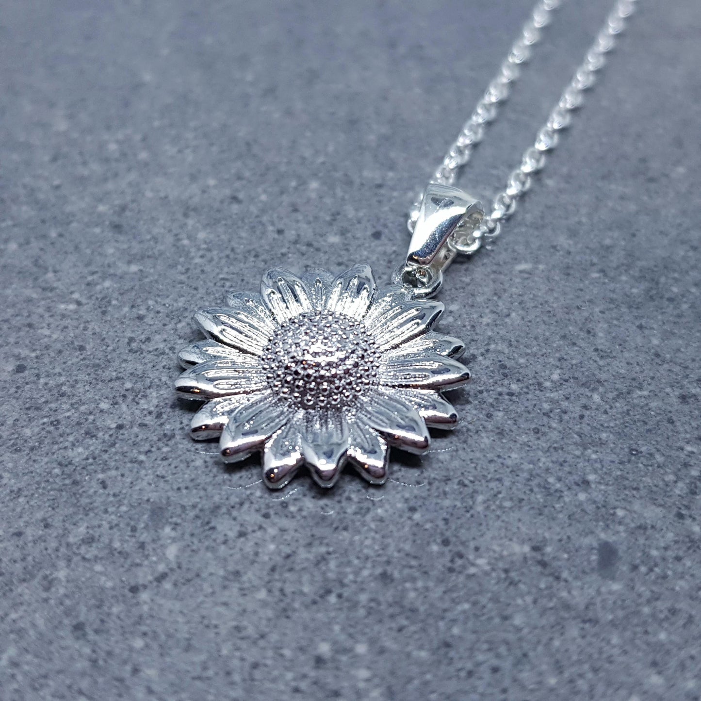 Silver Sunflower Necklace, Flower Jewelry, Minimalistic Jewelry, Quality Gifts