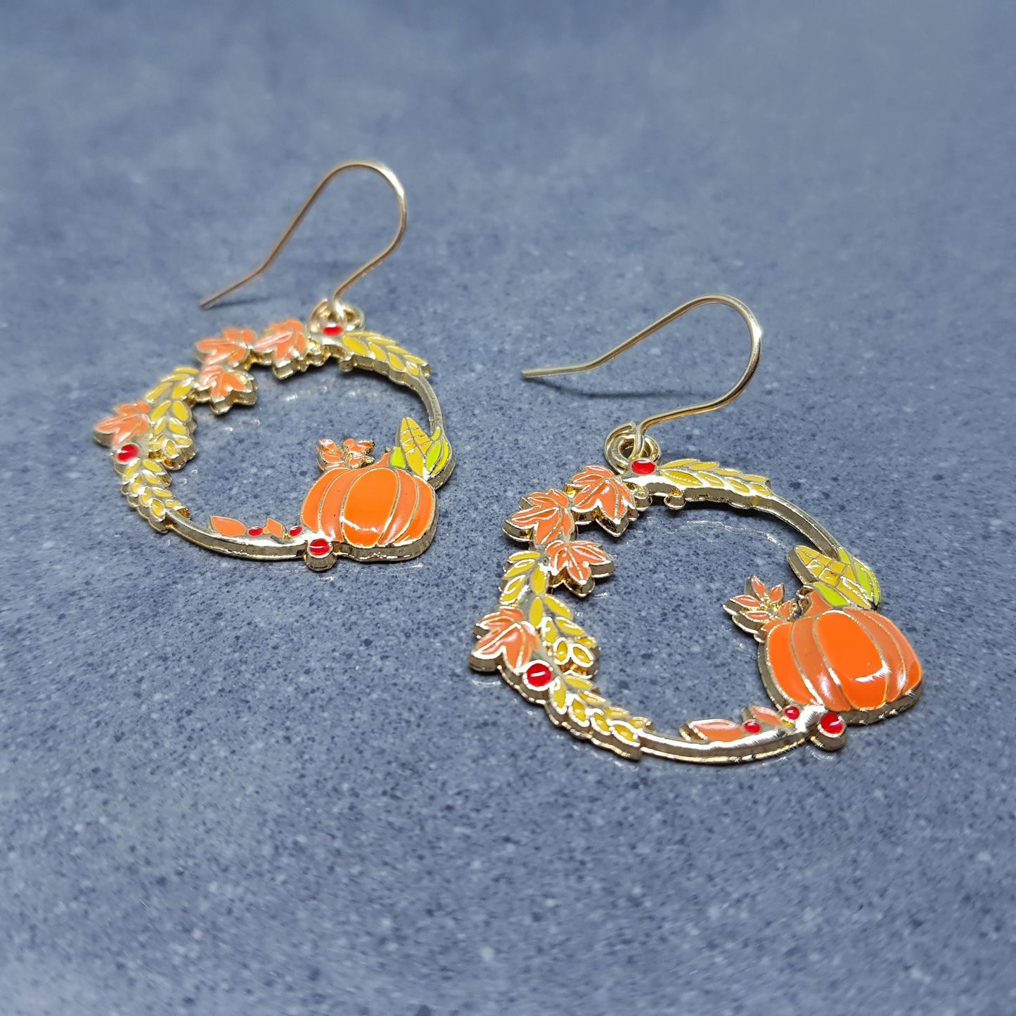 Pumpkin Hoop Earrings, Hypoallergenic Ear Wires, Jack O'lantern Earrings, Scary Pumpkin Jewelry, Autumn Earrings, Fall Halloween