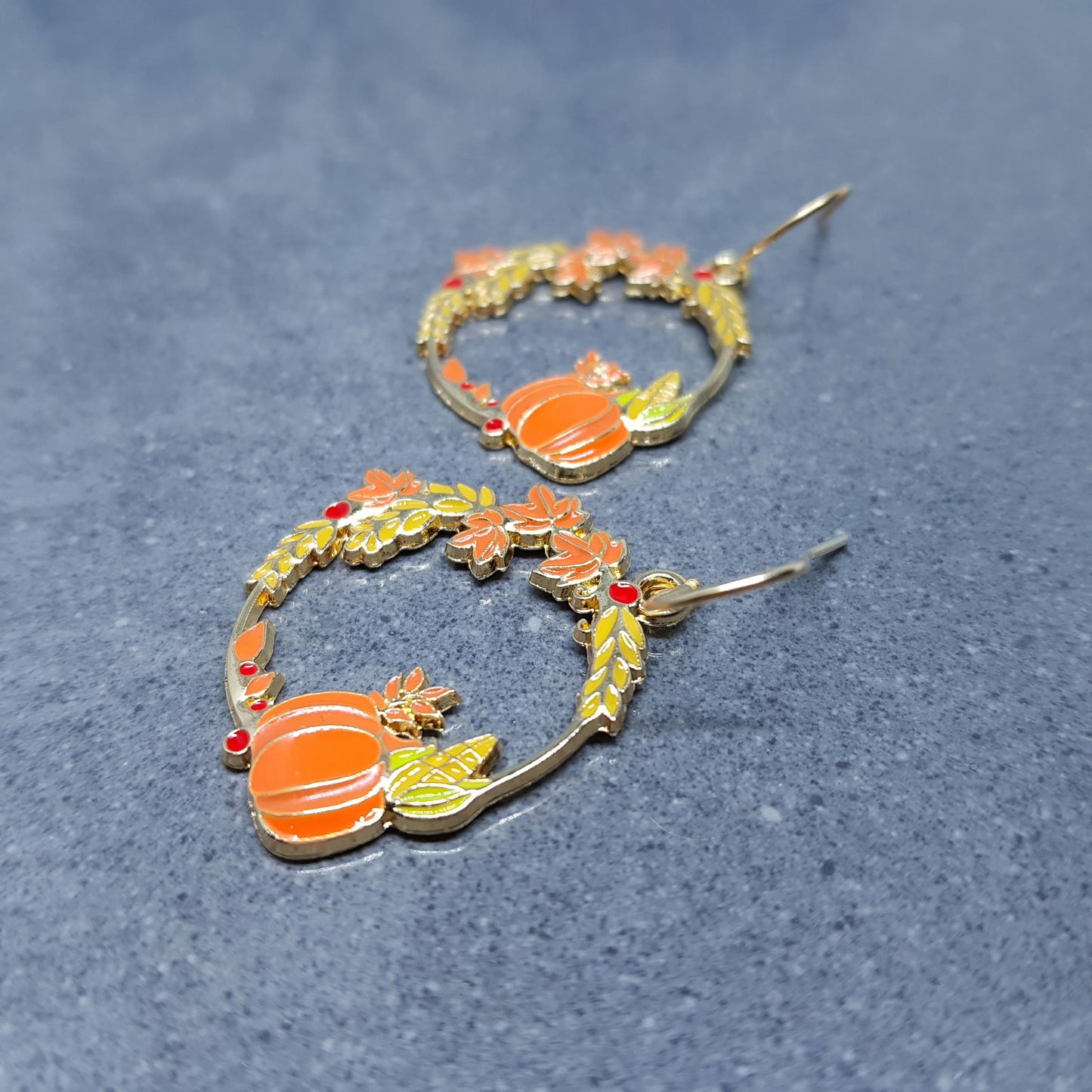Pumpkin Hoop Earrings, Hypoallergenic Ear Wires, Jack O'lantern Earrings, Scary Pumpkin Jewelry, Autumn Earrings, Fall Halloween