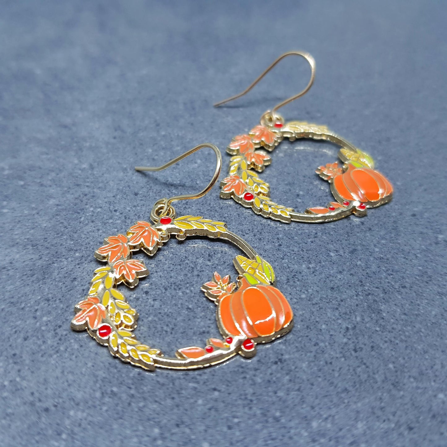 Pumpkin Hoop Earrings, Hypoallergenic Ear Wires, Jack O'lantern Earrings, Scary Pumpkin Jewelry, Autumn Earrings, Fall Halloween
