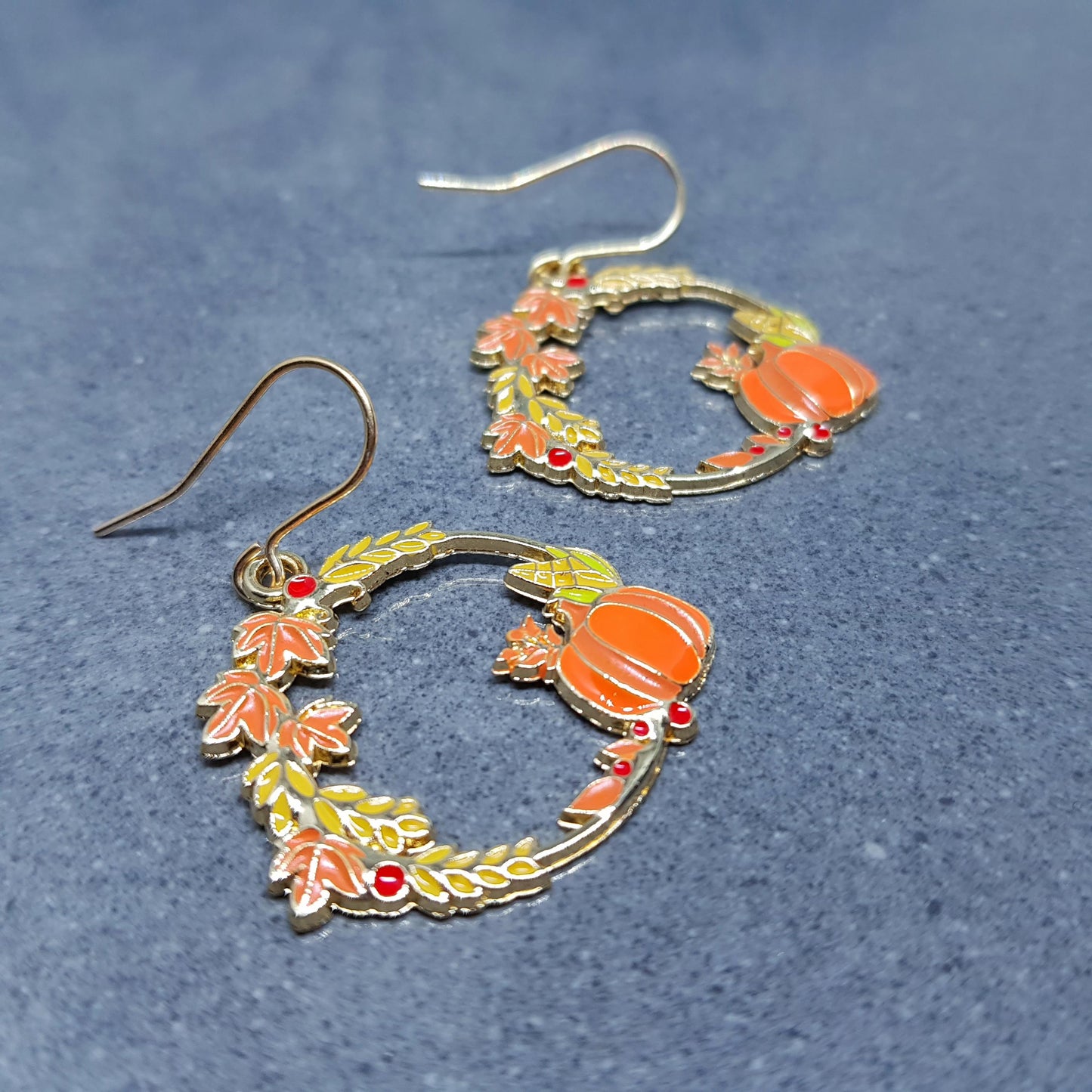 Pumpkin Hoop Earrings, Hypoallergenic Ear Wires, Jack O'lantern Earrings, Scary Pumpkin Jewelry, Autumn Earrings, Fall Halloween