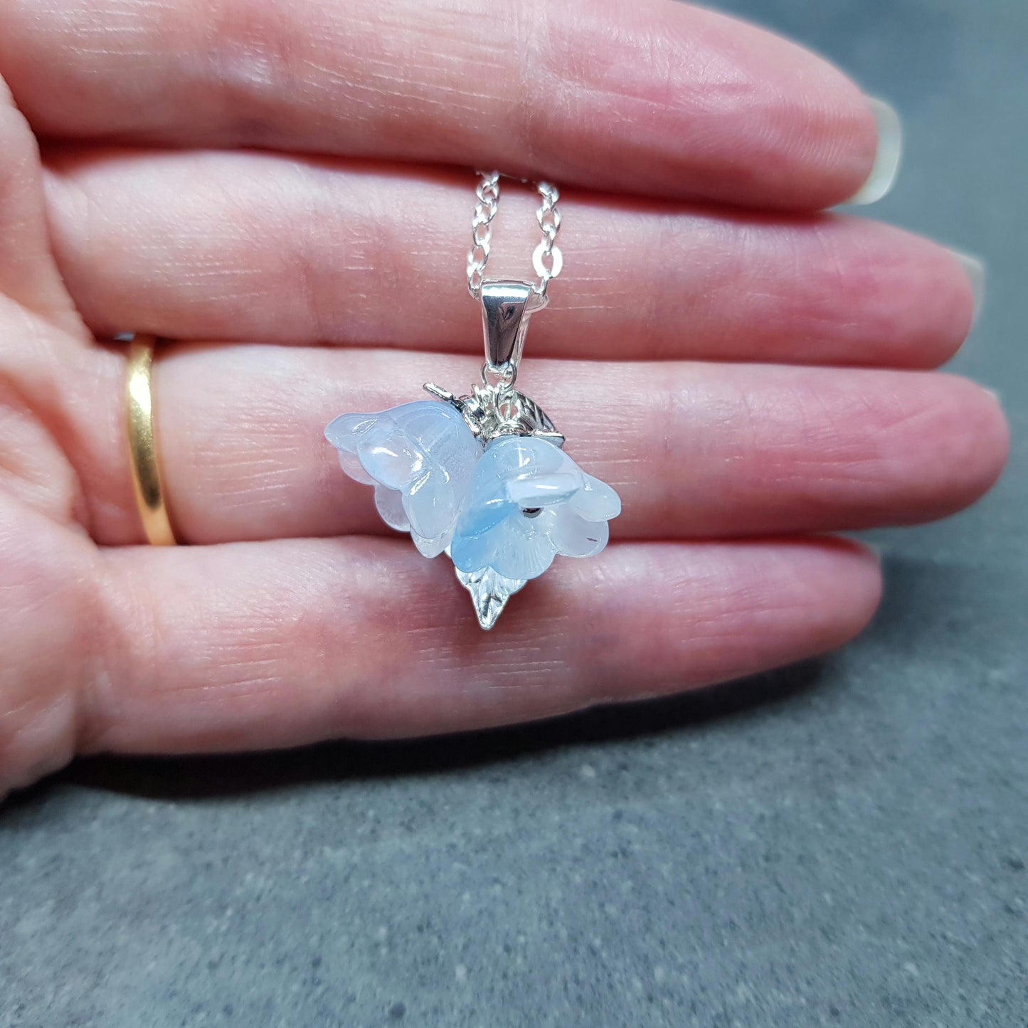 Flower Necklace, Glass Flowers, Blue Bellflower, Special Occasion Earrings, Something Blue, Flower Earrings, Matching Earrings Available